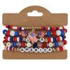 Beaded Stretch Bracelet Set with Flag and Letter Accents for Sports Events National Celebrations and Everyday Wear