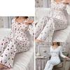 Floral Women's V-Neck Pajama Set: Long Sleeve, Long Pants, Two-Piece Homewear for Autumn & Spring.