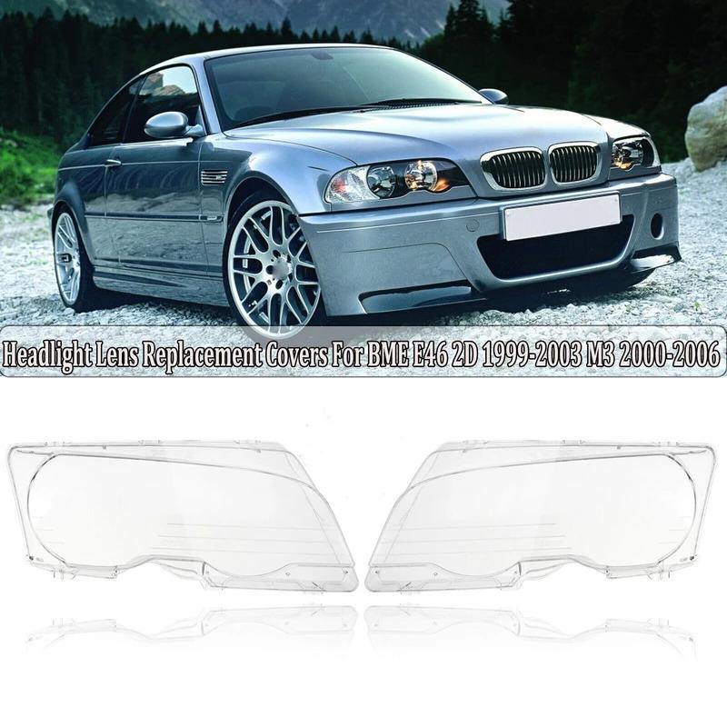 Left Right Car Front Headlight Lens Cover For BMW E46 2 Door 1999-2003 M3 2 Door 2001-2006 Transparent Lampshade Headlamp Cover