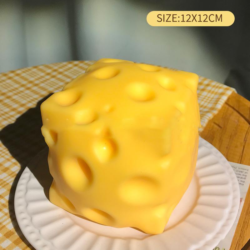 Großer Käse Quetschspielzeug Dehnbar Jumbo Fidget Squishy Käse zur Stressbewältigung Kinderspielzeug Heimdekoration Angst Geschenk