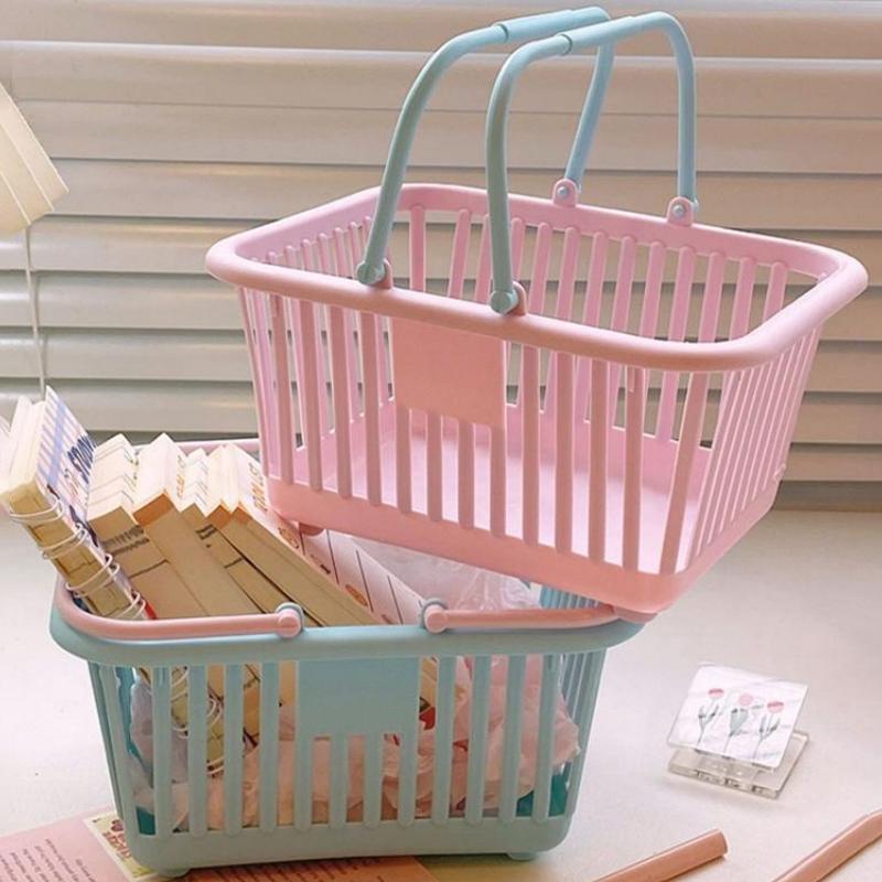 Cesto Portaoggetti da Cucina Vuoto Portatile Cesti Doccia Bagno Cesti da Tavolo per Frutta Giocattoli Bambino Snack Organizer in Plastica