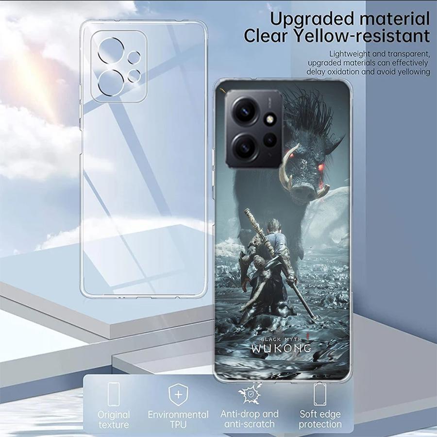 Black Myth Wu Kong Phone Case For Redmi Note 14 15 Pro 5G 13 12 Pro Plus 11 11T 11E 11S 10 Pro 10S 9 9S Cover Cell Clear TPU Cap