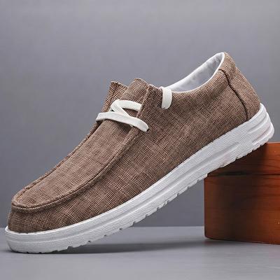 Egyszerű férfi vászoncipő könnyű puha talpú légáteresztő alkalmi cipő fűzős lusta cipő férfi