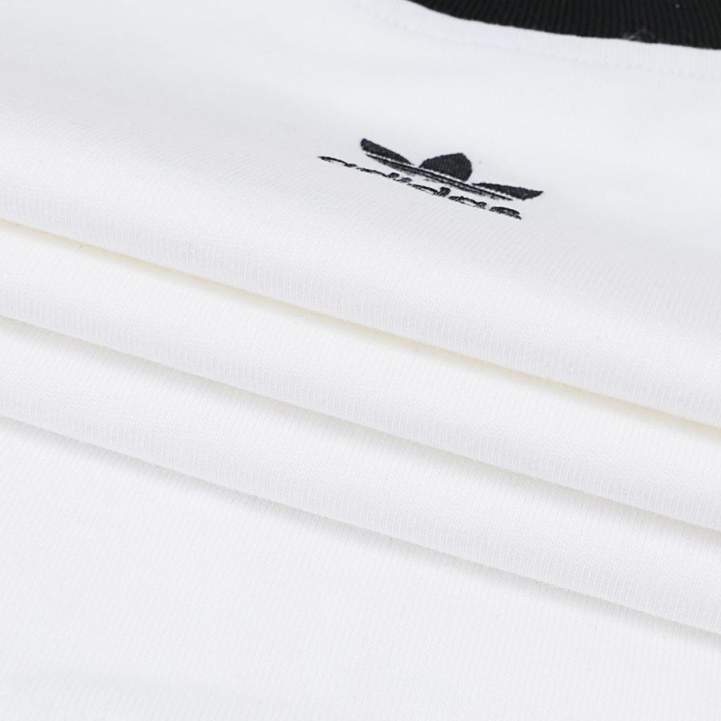 Adidas Logo Patchwork Round Neck Casual T-Shirt Women Tops White JC8704
