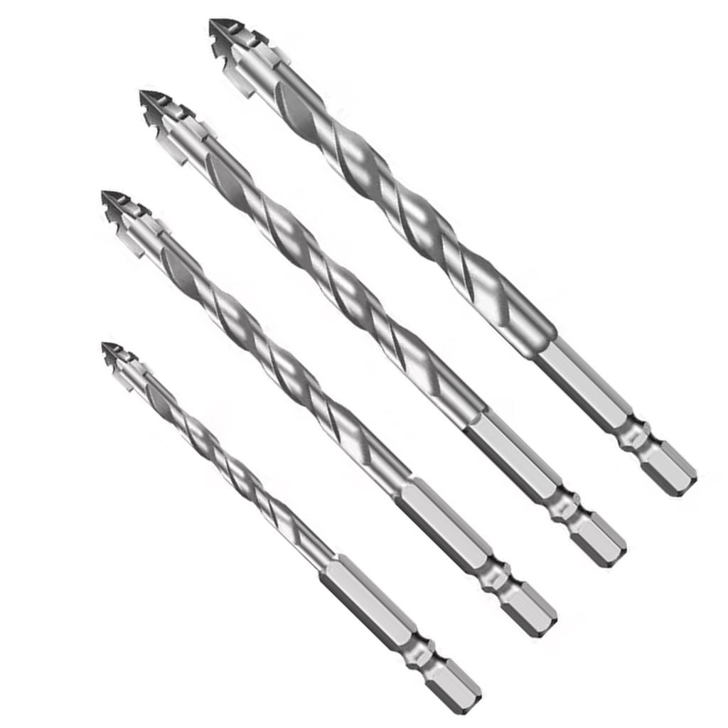 4Piece Eccentric Drill Bit Bevel Tip With Four Edge Sawtooth Design for Hard Tile Ceramic Glass Marble and Concrete