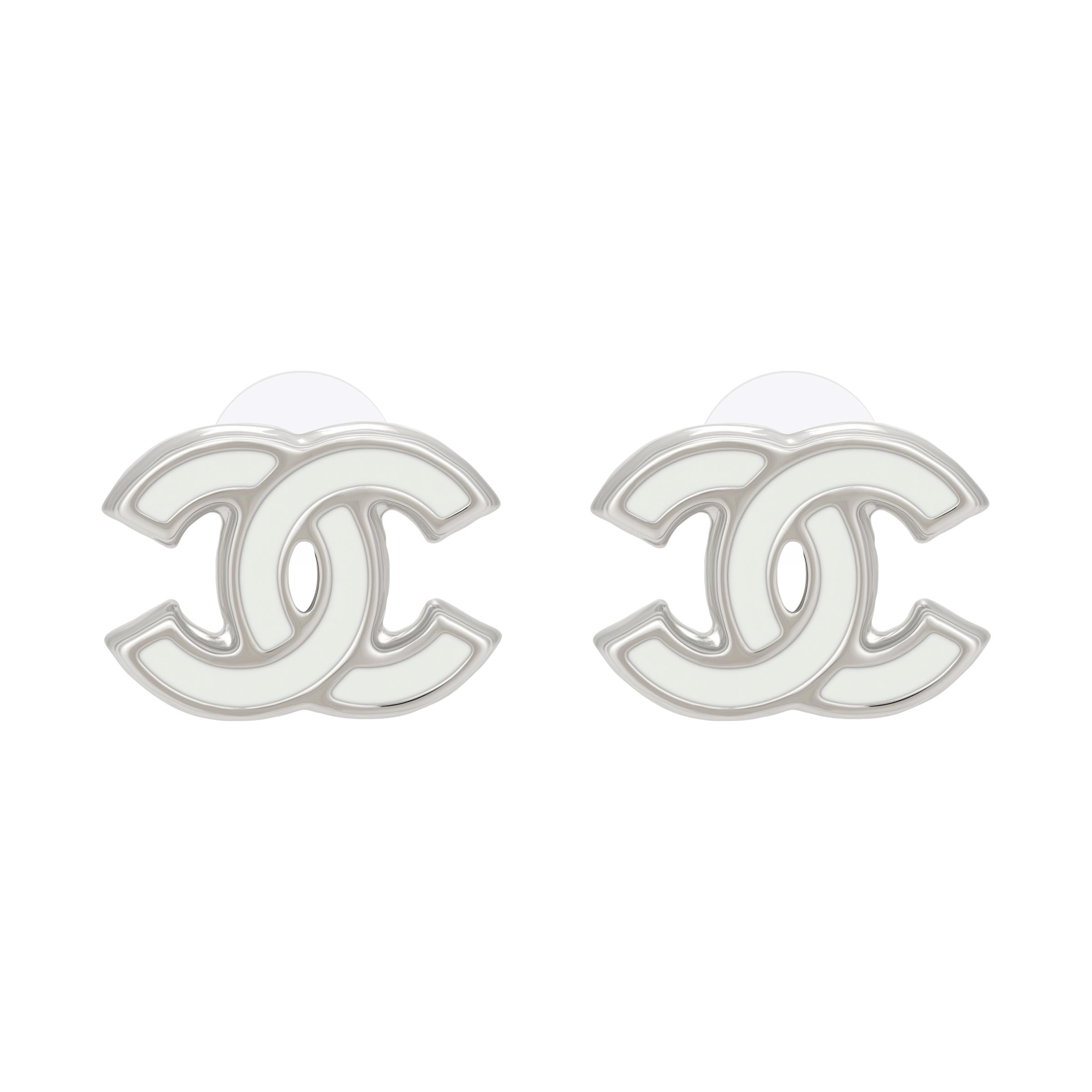 

Chanel 25S Spring Summer Two-Tone Logo Metal Earrings Unisex Earrings Silver White ABF565-B20465-U0776 Box+Shopping Bag