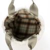 Faux fur x check pattern reversible tote bag
