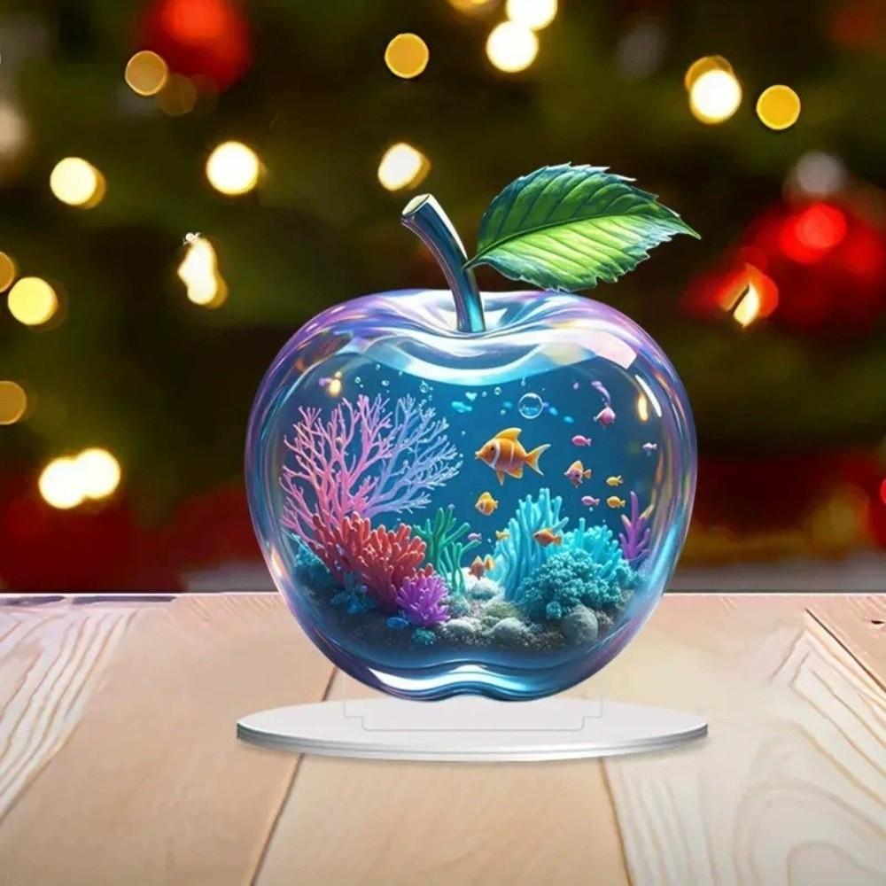 Landscape Pattern Apple Shape Table Ornaments 2D Flat Statue Decor Trendy Crafts Gifts Home Decor