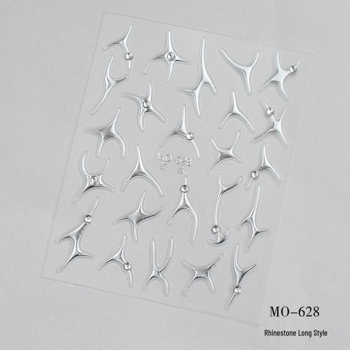 3D Rhinestone Metallic Silver Nail Art Stickers - Sweet & Cool DIY Style