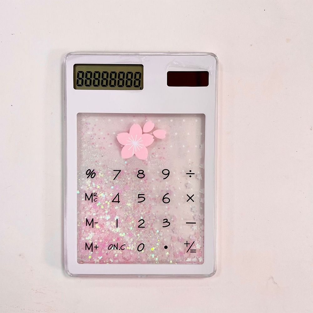 מחשבון סולארי מיני שקוף חול נוזלי ציוד לבית ספר כלי כתיבה לסטודנט חדש בית ספר