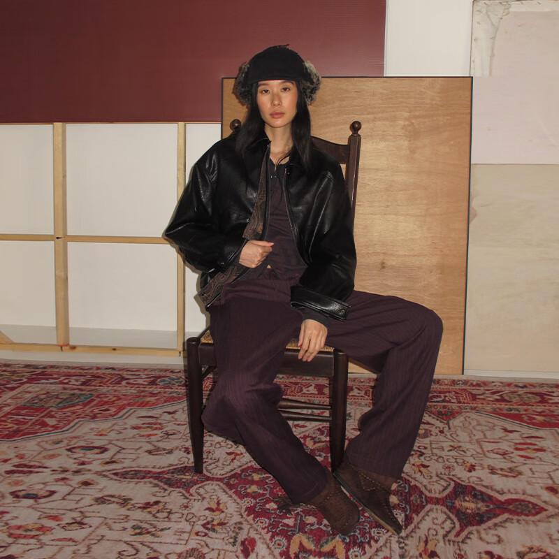 ZELENÝ PÁSEK Retro Faux Kožená Krátká Bunda