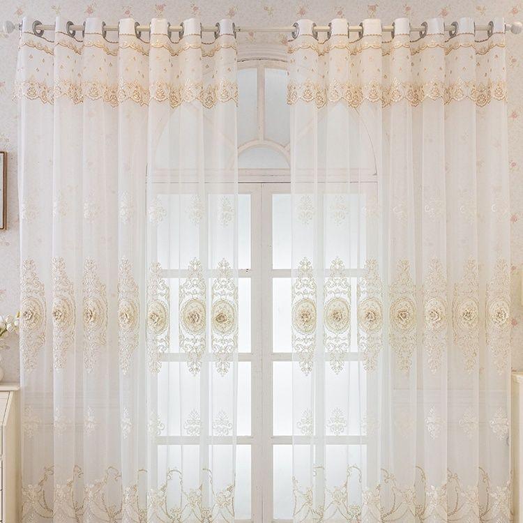 European Curtain Window Screen Living Room Balcony Relief Embroidery Embroidery Gauze Curtain Bedroom Shading