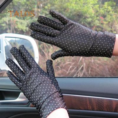 Talos Women Dots Print Sun Protection Gloves Elastic Mittens