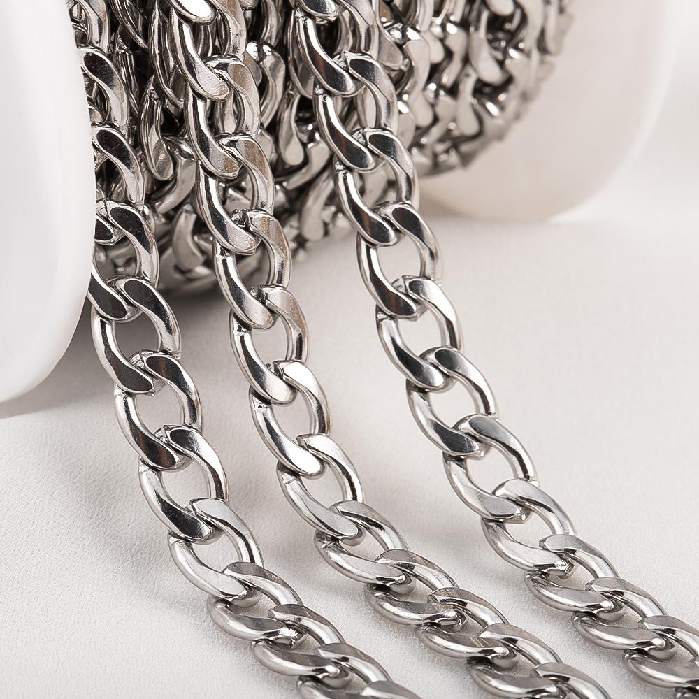 1Meter 2Meter 3mm 5mm 7mm Stainless Steel Curb Cuban Chains Bulk DIY Necklace Bracelet Anklet Jewelry Making Accessory Supplies