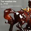 Horse Tea Pet Sculpture Resin Color-Changing Horse Ornament High Temperatures Money Symbol Base Home Decor for Tea Ceremony Wealth Display