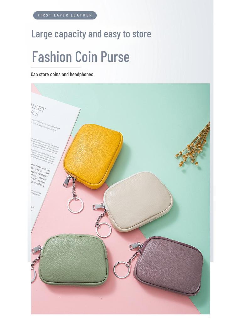 Ultra-Thin Soft Leather Mini Coin & Key Earphone Pouch for Ladies