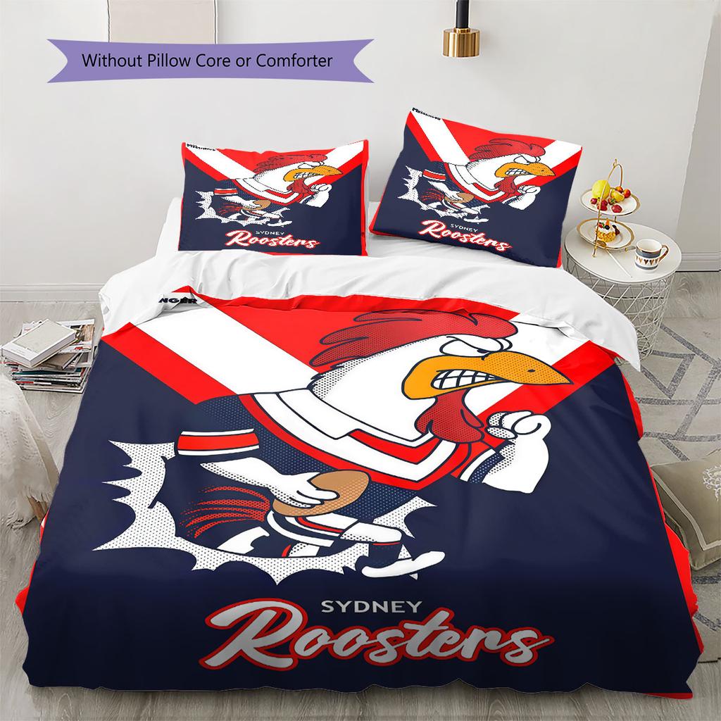 Sydney Roosters Legacy Bedding Quilt Set Quilt Cover Pillowcase Home Decoration Birthday Gift (1 * Duvet Cover + 2 * Pillowcase, Without Core)