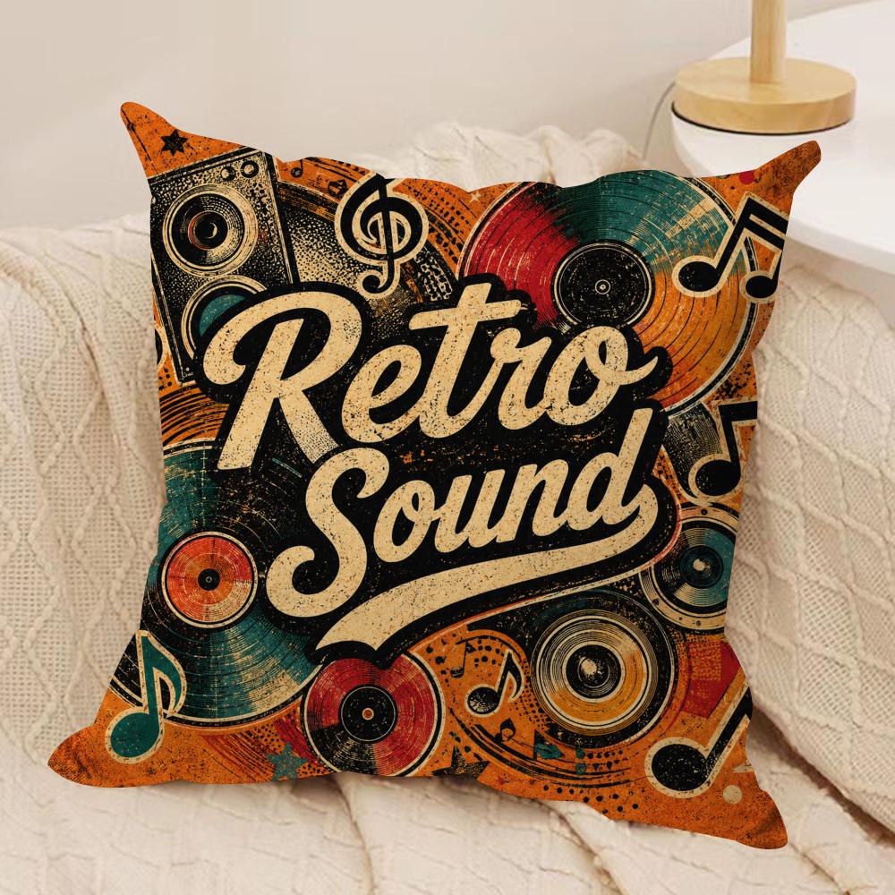Retro Vinyl Music Cushion Cover Pillow Case Short Plush Square Throw Pillow Covers Pillowcase Sofa Home Decor Gift