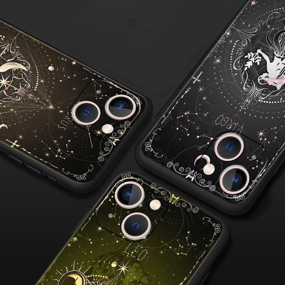 Constellation Phone Case For iPhone 17 16 15 Pro Max 11 12 13 14 7 8 Plus SE 2020 X XR XS Cover Soft Black