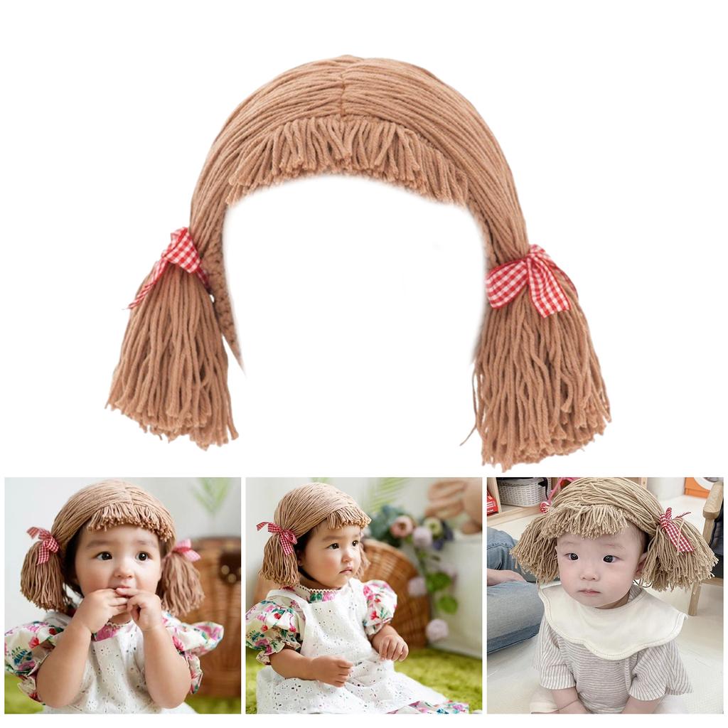 Perucă artizanală pentru copii, cu breton, pentru iarnă, căldură și farmec, partea centrală a împletiturii, pălărie, caschetă, cosplay, pălării