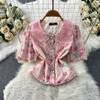 Elegant 2 Piece Set Women Summer Spring Floral Print Embroidery Prom Evening Party Long Dress Suits Crop Top Skirts Suits