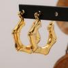LNCHRAN Stainless Steel & Bamboo Hoop Earrings for Women - Simple & Fashionable