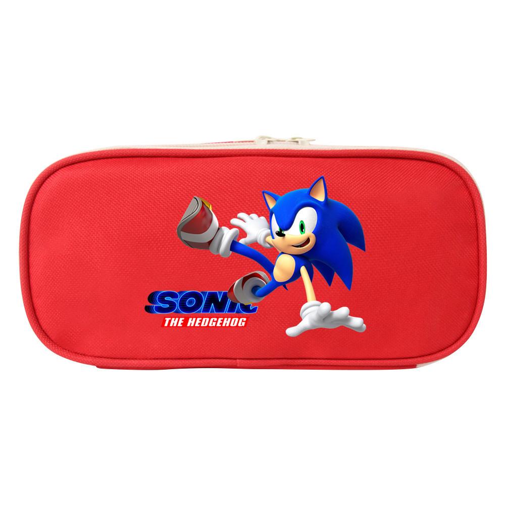 Sonic The Hedgehog Student Pencil Case Canvas Large Capacity Zipper Pen Bag For School Supplies And Teen Gift