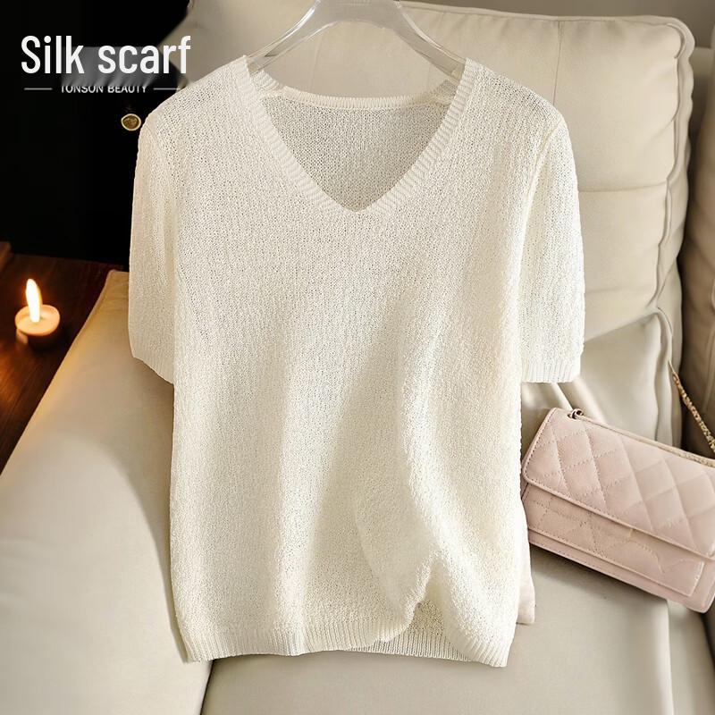 Sisperse Women s V-Neck Short Sleeve Knit Top XL