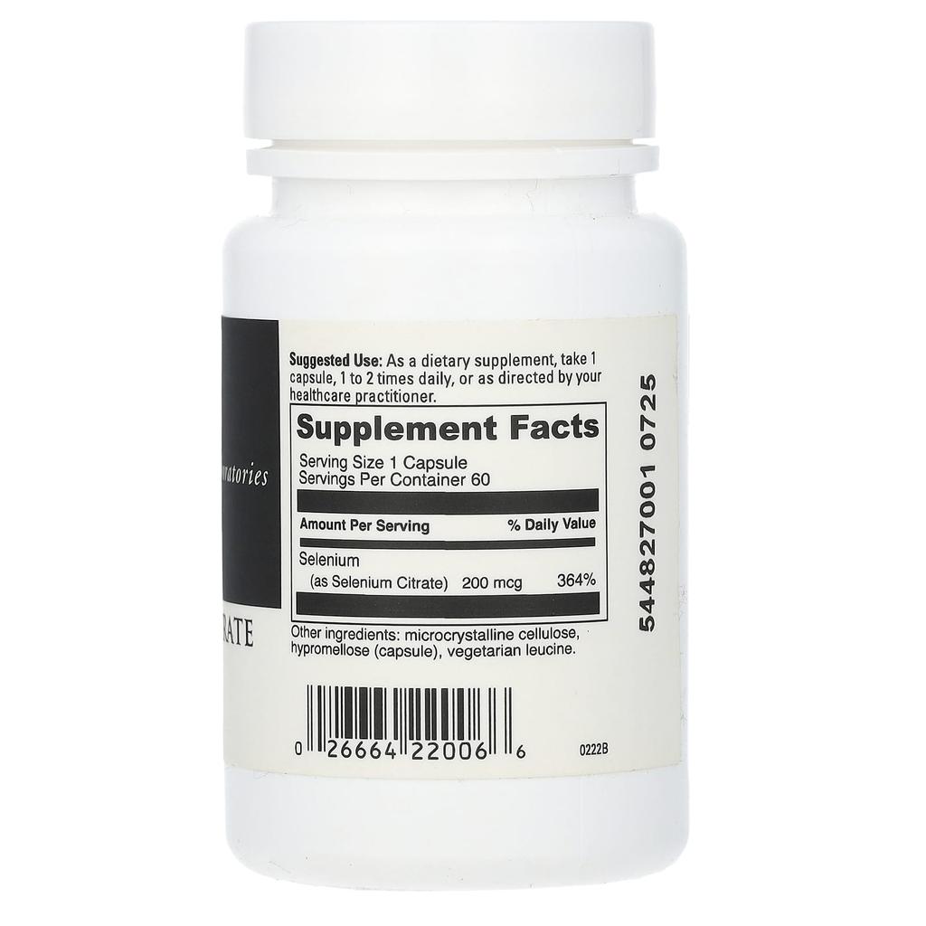 Selenium Citrate, 200Mcg, 60 Capsules
