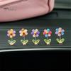 Small Car Dashboard Figurine Spring Wobbly Flower Ornament, Shaking Head Sunflower Interior Decor, Cute Decorations for Rearview Mirror And