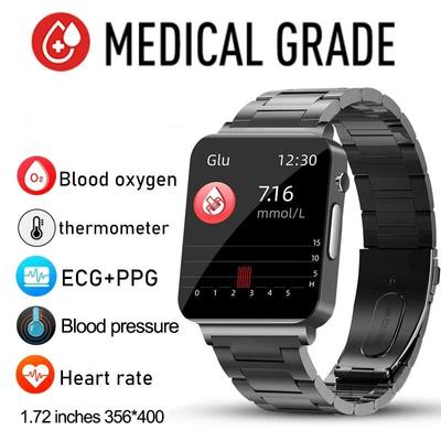 Chytré hodinky 2024 Monitorování krve Krevní tlak Tělesná teplota Chytré hodinky Pro muže Ženy Hodiny Fitness Tracker SmartWatch Men+Box