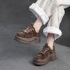 Fashion GKTINOO 5.5cm Cow Suede Genuine Leather Spring Fashion Ankle Boots Chunky Sneakers Women Autumn Vulcanize Platform Wedge Shoes