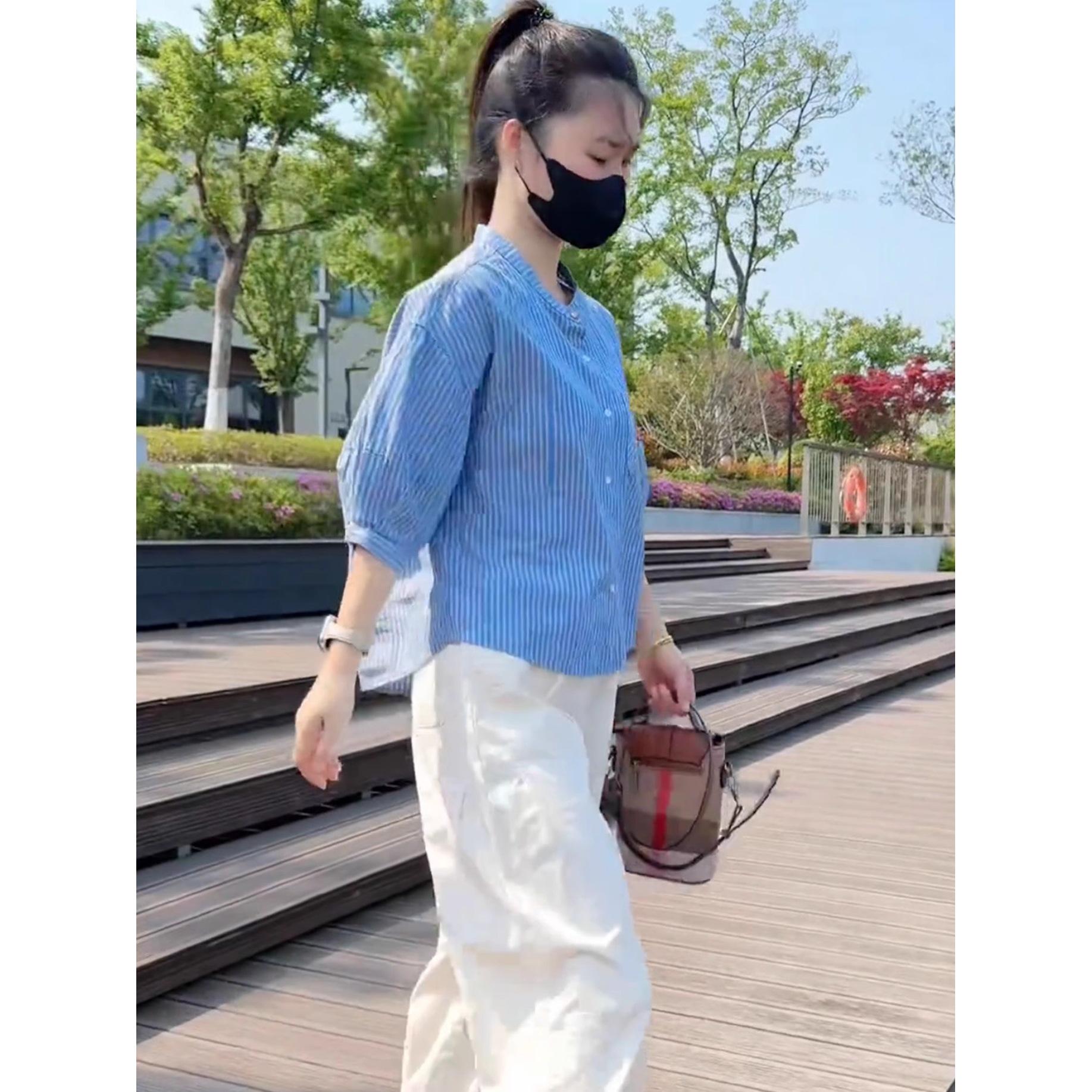 

Women s French Striped Shirt: 2025 Summer Korean Style, Loose & High-End, Small Size 2XL [134-145 lbs]