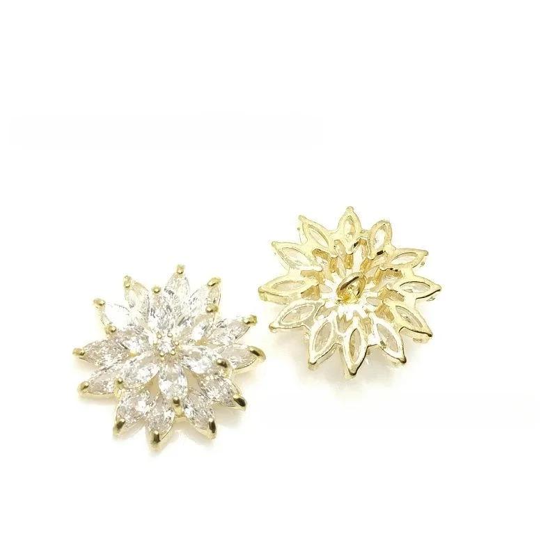 5pc Luxury Crystal Rhinestone Buttons Cubic Zirconia Button for Clothes Decorative CZ Sewing Buttons for Cashmere
