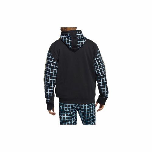 adidas Originals Plaid Letter Logo Print Sports Hoodie for Men, Black