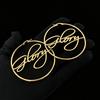 Personalized Name Hoop Earrings Custom Stainless Steel Nameplate Earrings 18k Gold Plated Letter Name Earrings Custom Gifts