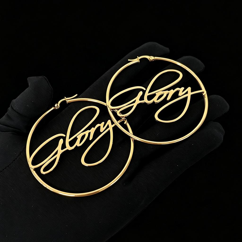 Personalized Name Hoop Earrings Custom Stainless Steel Nameplate Earrings 18k Gold Plated Letter Name Earrings Custom Gifts