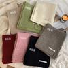Red Knitted Woolen Scarf Women'S Winter Simple Luxury Solid Color Warm Neck