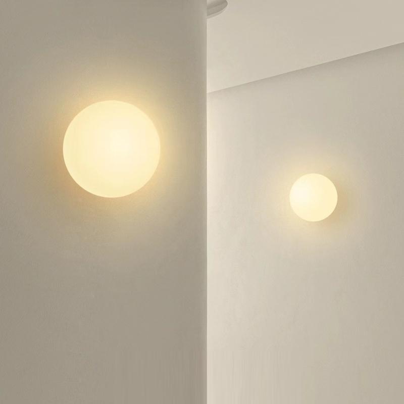 Neue Versteckte Basis Glaswandleuchten Französischer Bauhaus Milchig Weiß Runde Kugel Wandleuchte für Nachttisch Wohnzimmer Badezimmerspiegel Dekor