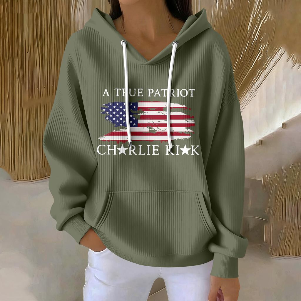 Women's Casual Fashion Print Long Sleeve Hooded Sweatshirt Top