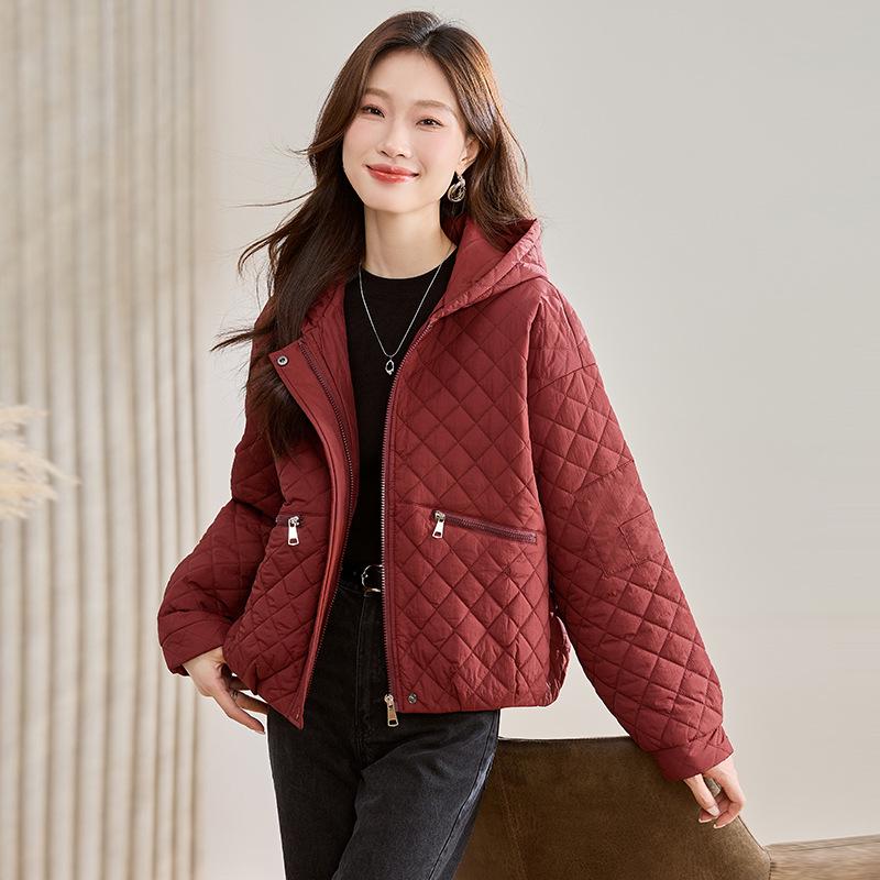 2024 Women's Winter Plaid Cotton-Padded Jacket - Petite Fit, Short Style