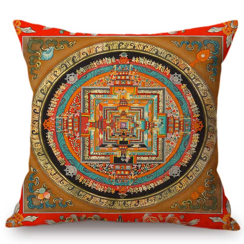 

Винтажная мандала Непал тибетский буддизм узор поклонение дом декоративная наволочка хлопок лен буддийское искусство наволочка 45x45cm 18x18in