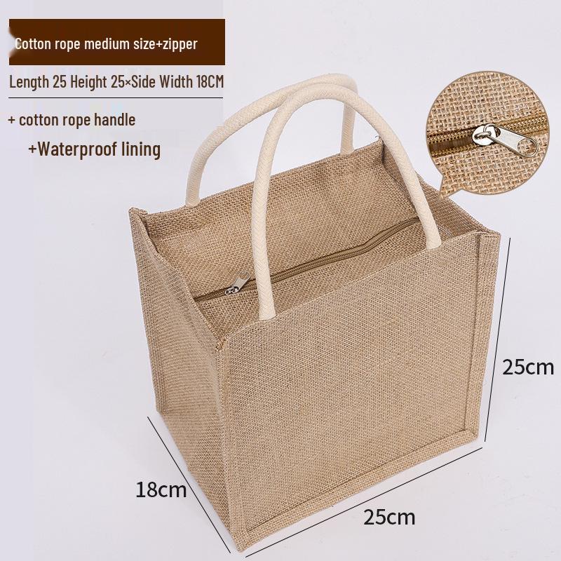 

Холщовая сумка-тоут с принтом логотипа - Дизайн на молнии из мешковины для книг и покупок