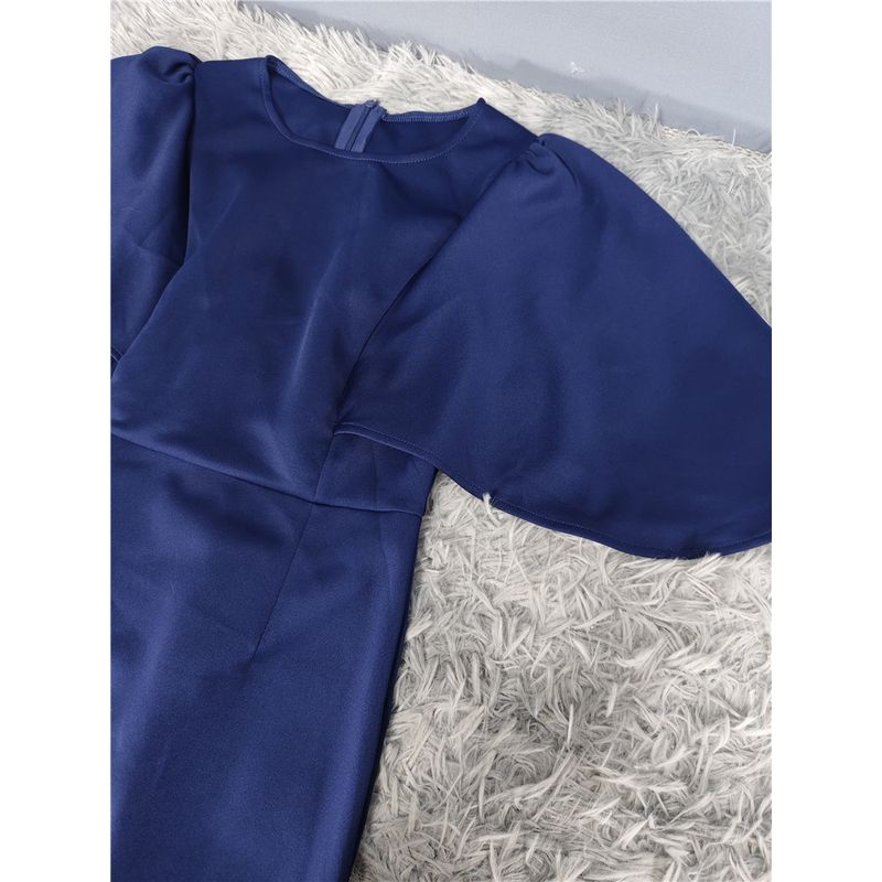 Export Single Temperament Fairy Elegance Shawl Space Cotton Banquet Stylish Tight Waist Sheath Dress Adult Lady Like Woman Midi Dress