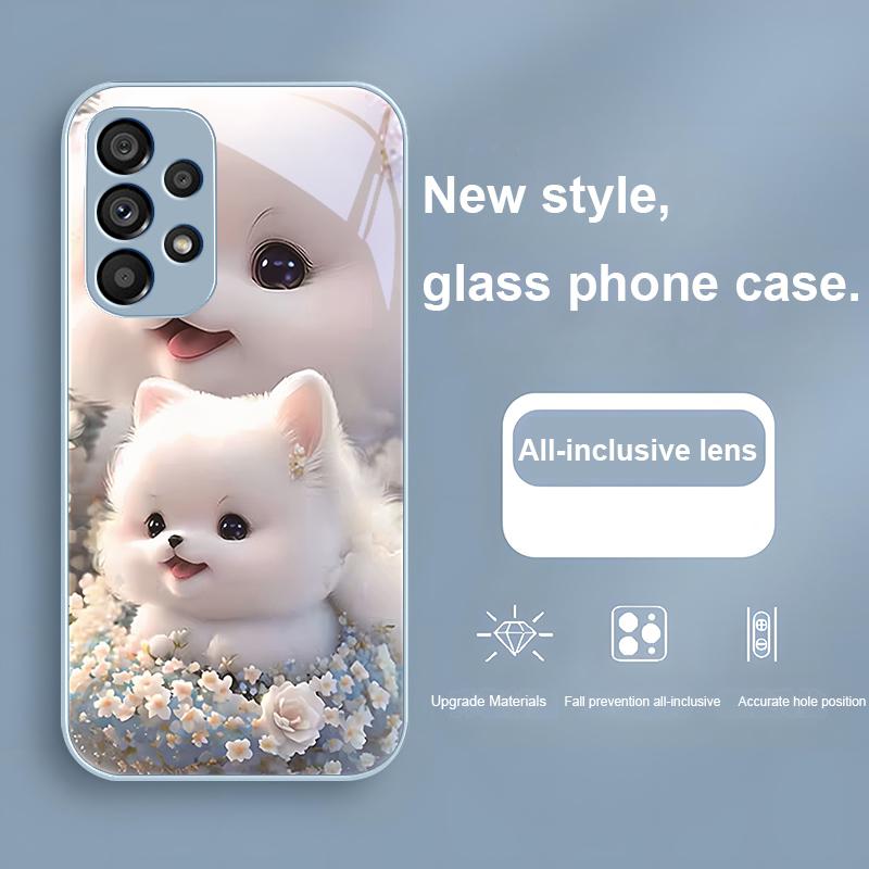Süßes Haustier Süßer Welpe Hund Für Samsung Galaxy S24 Plus S20 21 FE S23 Ultra S8 9 A70 72 73 50 51 52 53 Gehärtetes Glas Handyhülle