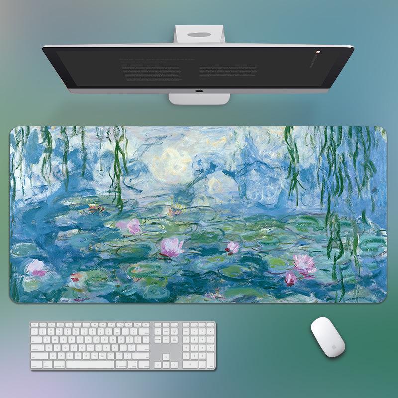 Gogh Oil Painting Van Landscape Mouse Pad Extra Large Nonslip Desk Mat With Precision Stitched Edges