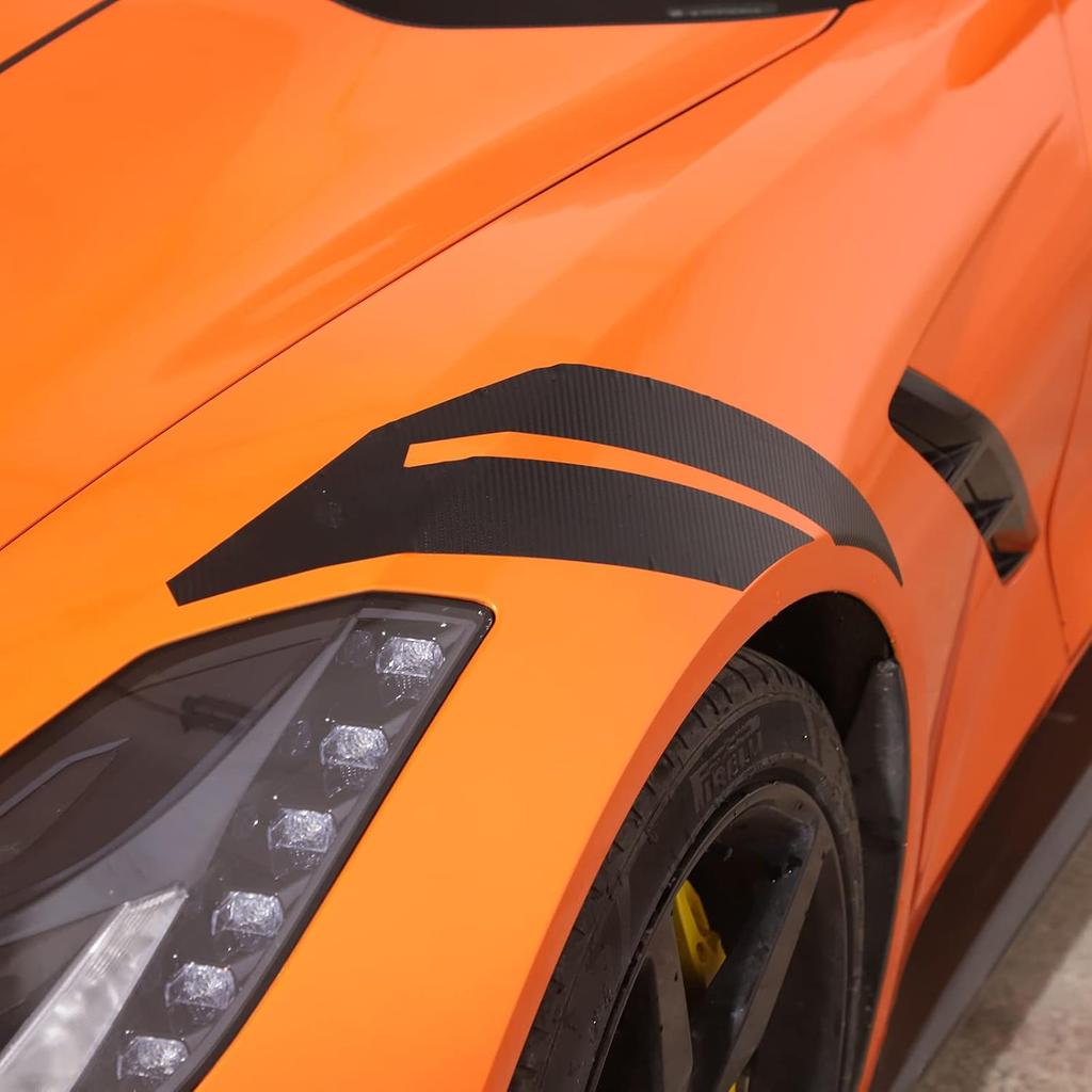 Fender Hash Mark Double Bar Vinyl Graphic Decal for Chevrolet Corvette C7 2014 2015 2016 2017 2018 2019 Accessories, Front Fenders Racing Stripes