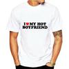 I Love My Hot Boyfriend Short-Sleeved T-Shirt Summer New Couple Funny Pattern Printed Casual Short-Sleeved T-Shirt Street Tops