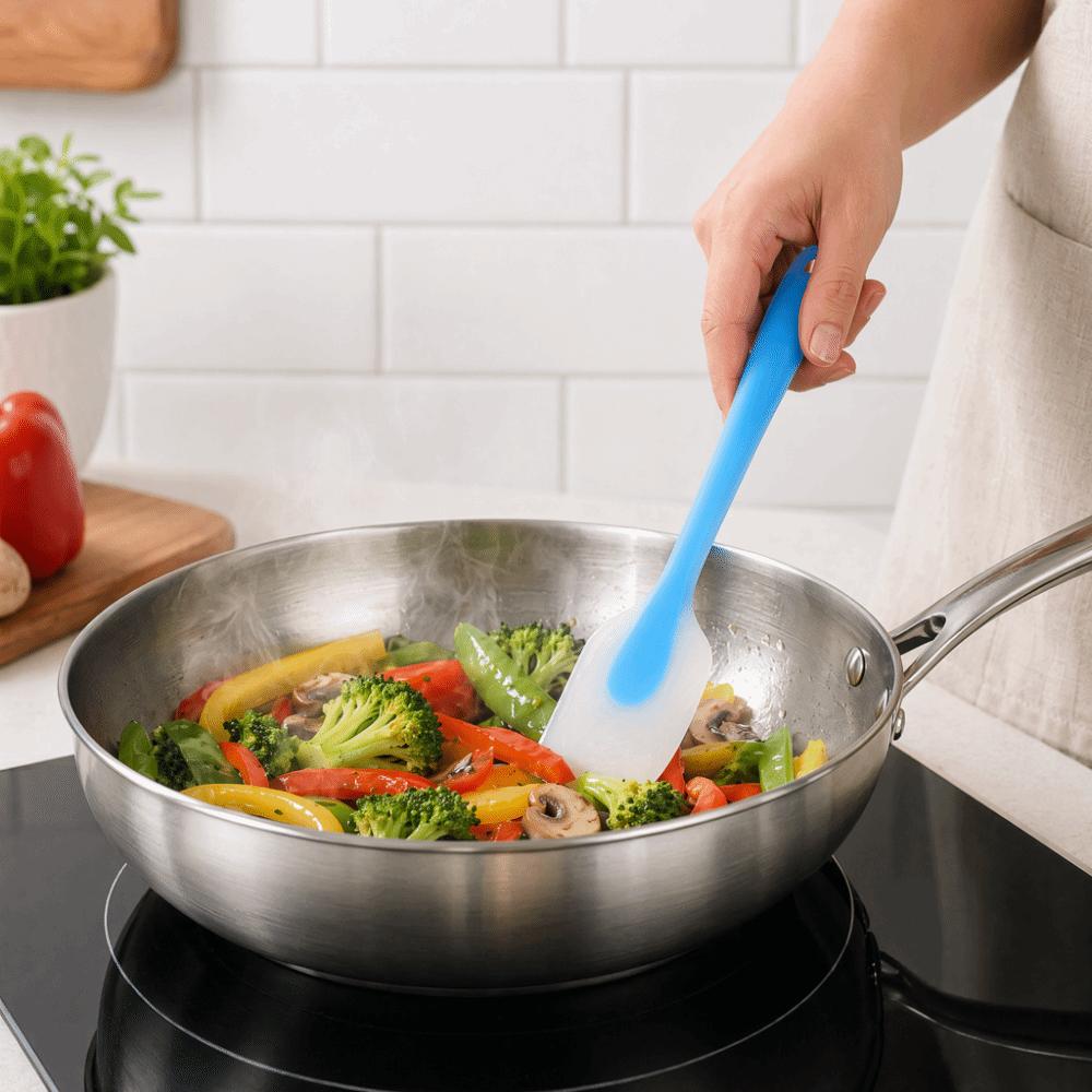 4PCS Heat Resistant Silicone Baking Utensils Double Sided Curve Rubber Spatulas Mixing