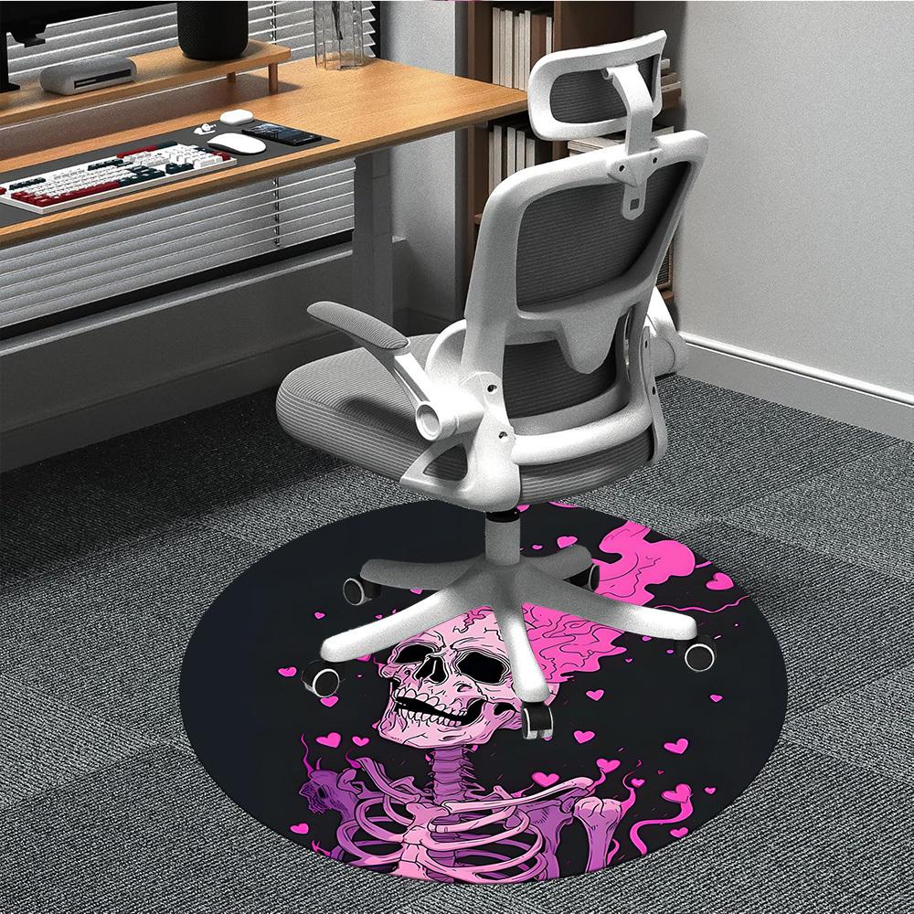 1pc Skeleheart Office Round Area Rug, Under Office Chairs Bedroom Living Room Home Decor, Room Deco